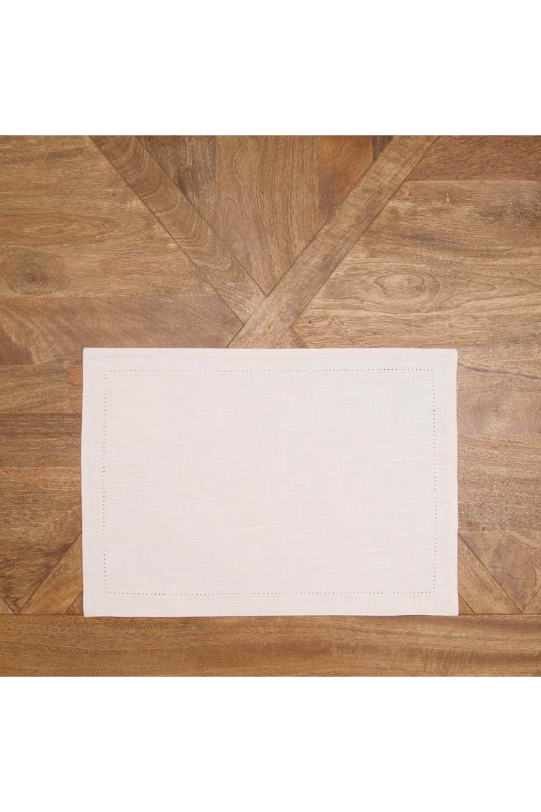 Set of 6 Placemats 100% Cotton 14" x 20", Alternate, color, White