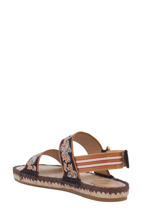 Valentino Garavani Floral Double Strap Espadrille Slingback Sandal In Brown