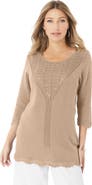Roaman's Lace Knit Pullover Sweater