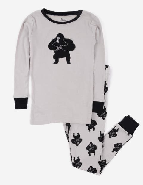 Two-Piece Printed Cotton Pajamas, Stripes, Animals & Characters (Baby)
