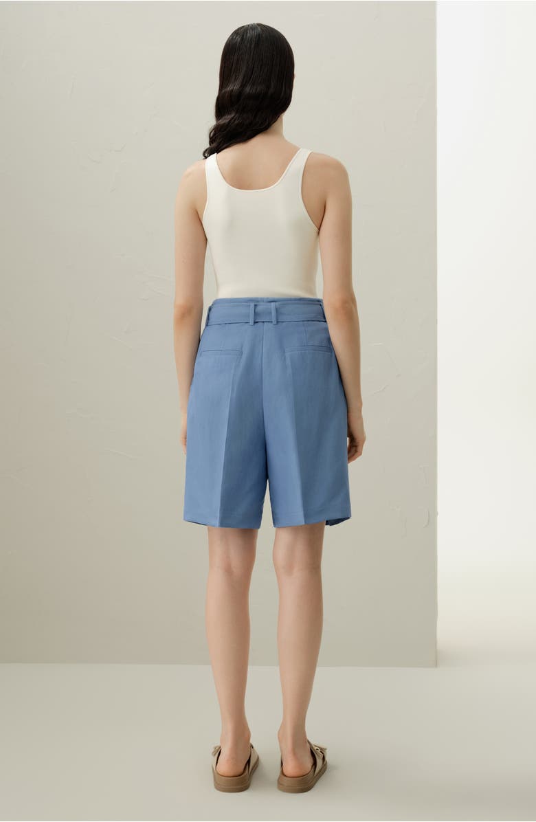 Lilysilk Women's Silk Linen Belted Shorts, Alternate, color, Chambray Blue