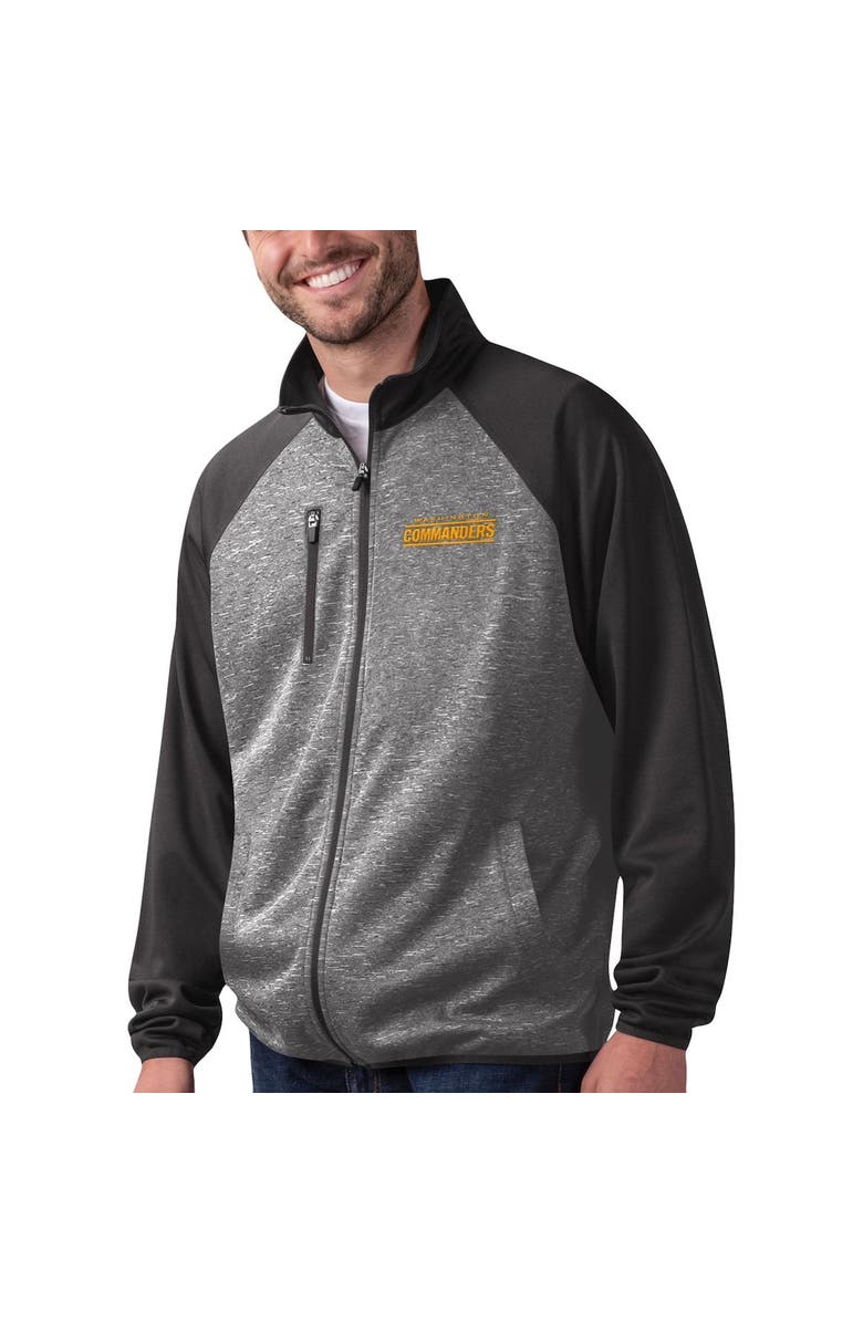 MSX BY MICHAEL STRAHAN Men's MSX by Michael Strahan Gray/Black Washington Commanders Runners Raglan Full-Zip Track Jacket, Main, color,