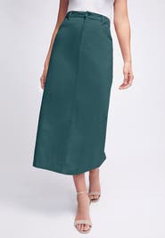 Jessica London Classic Cotton Denim Midi Skirt