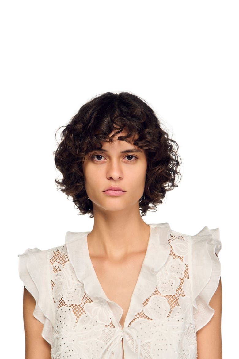 Guipure lace crop top, Alternate, color, White