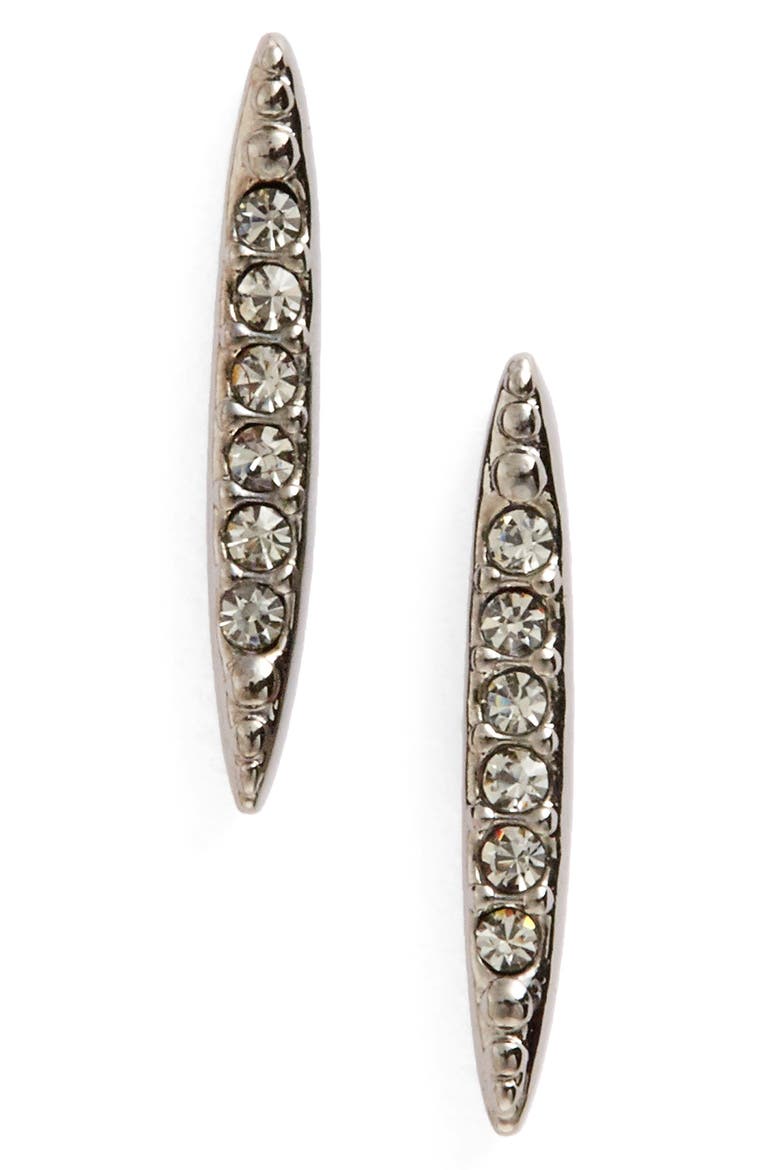 Kate Pavé Spear Stud Earrings, Main, color, BLACK