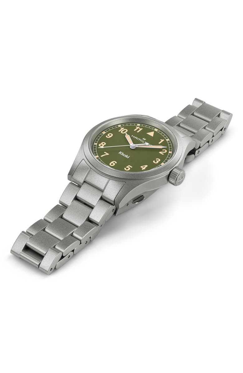 Hamilton Khaki Field Bracelet Watch, 38mm, Alternate, color, Green