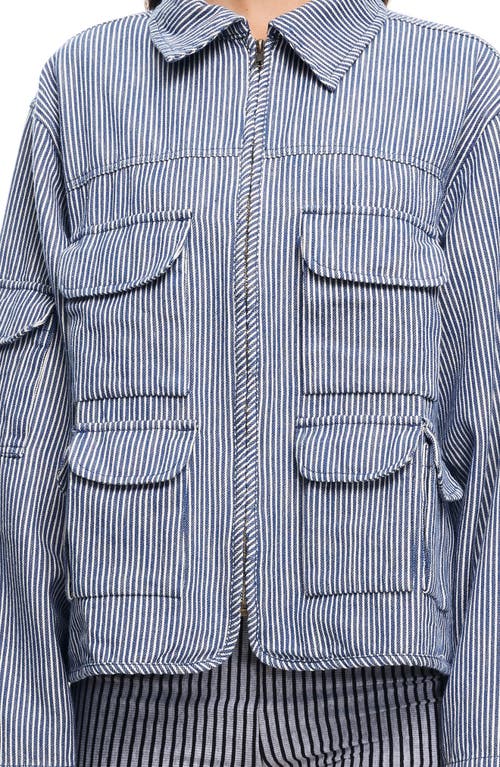 Lioness Renacida Pocket Jacket In Denim Stripe