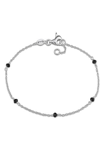 Delmar Black Diamond Bead Station Bracelet In Silver
