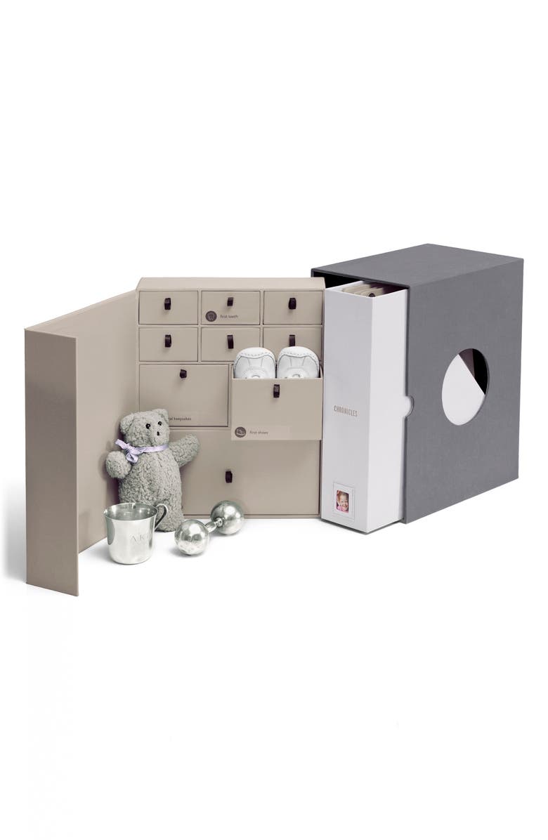 Savor Baby Edition Keepsake Box, Main, color, Slate/ Beige