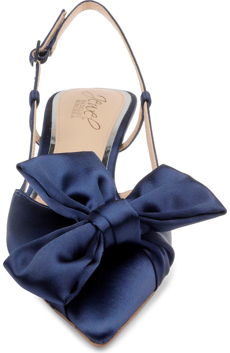 Jewel Badgley Mischka Shoshana Pointed Toe Slingback Pump, Alternate, color, Navy Satin