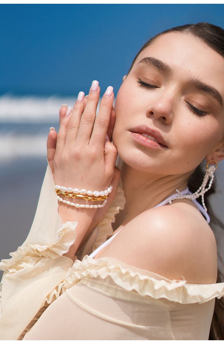 Classicharms Mia Layered Luxe Freshwater Pearl Bracelet, Alternate, color, Gold