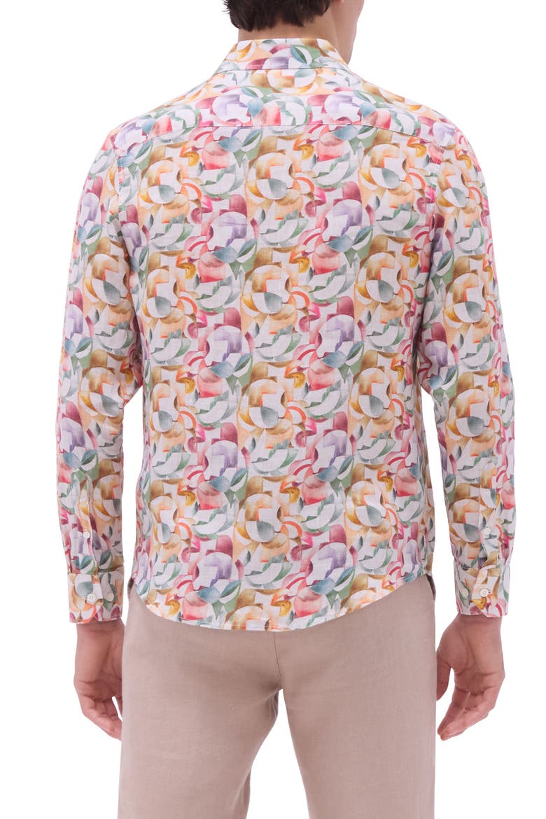 Julian Shaped Fit Linen Button-Up Shirt, Alternate, color, SAND