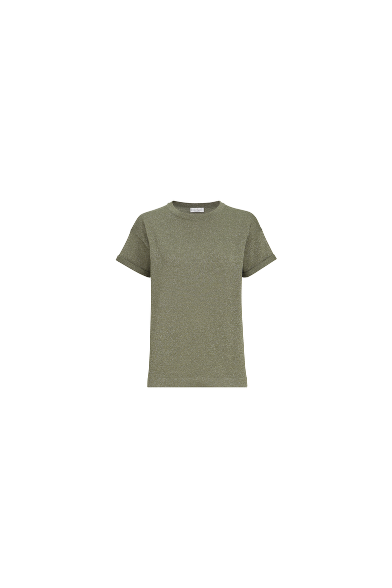 Sparkling cashmere and silk lightweight knit T-shirt, Alternate, color, Origano