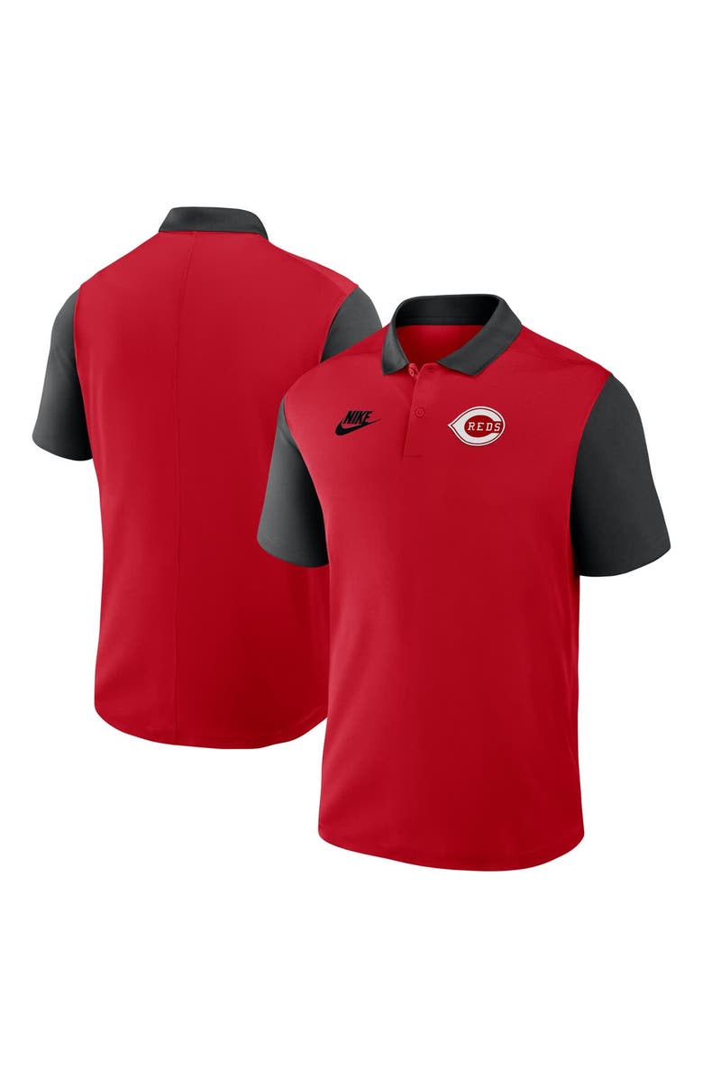 Nike Men's Nike Red/Black Cincinnati Reds Cooperstown Collection Color-Block Victory Performance Polo, Main, color, Red