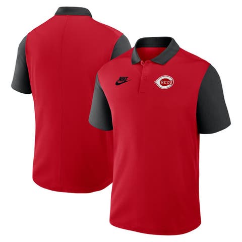 Men's Nike Red/Black Cincinnati Reds Cooperstown Collection Color-Block Victory Performance Polo