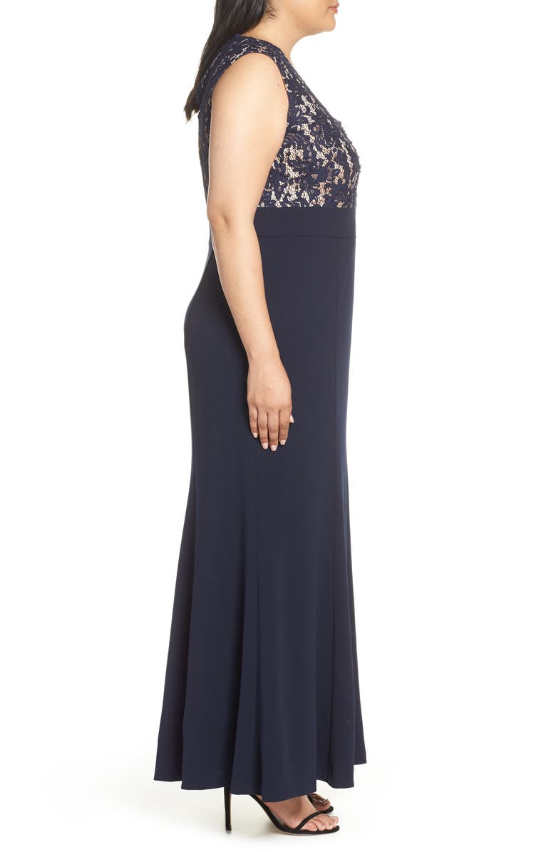 Eliza J Lace Bodice Trumpet Dress, Alternate, color,