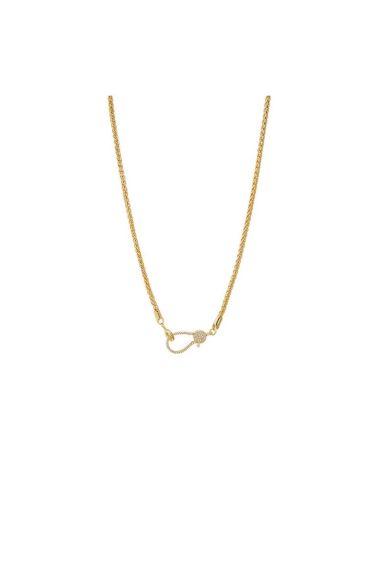 Pave Carabiner Clasp Spiga Chain Necklace, Main, color, Gold