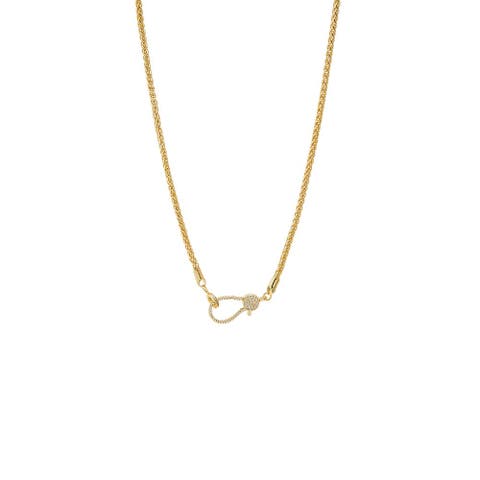 Pave Carabiner Clasp Spiga Chain Necklace