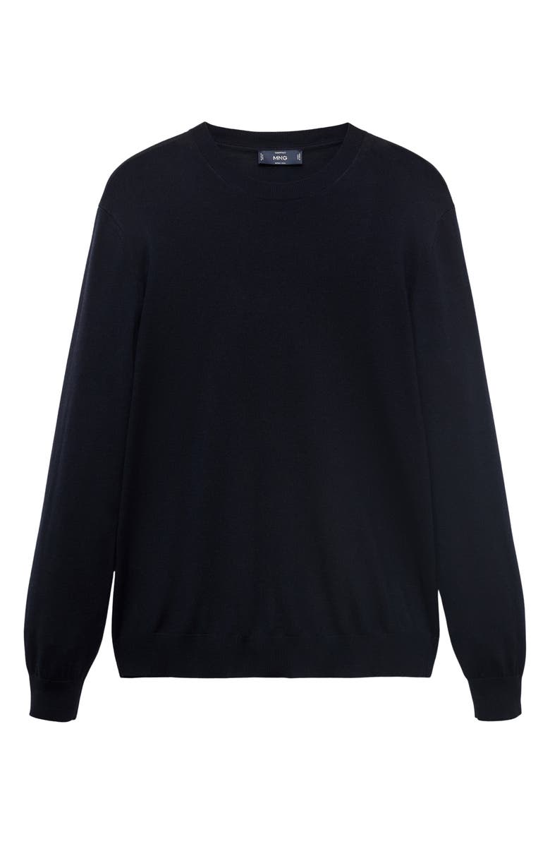 MANGO Crewneck Wool Sweater, Alternate, color, Navy