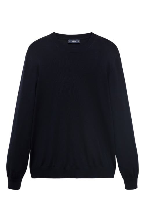 Mango Crewneck Wool Sweater In Blue
