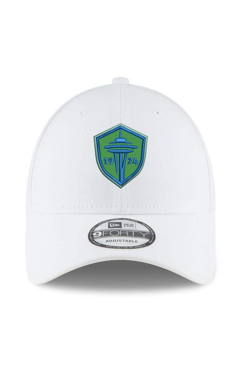 New Era Men's New Era  White Seattle Sounders FC  Primary Logo 9FORTY Adjustable Hat, Alternate, color, 