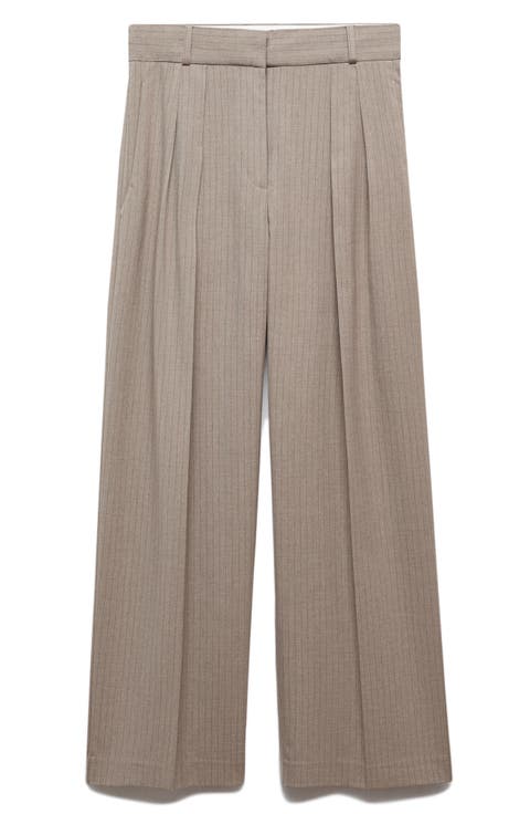 Pleated Chalk Stripe Wide Leg Pants