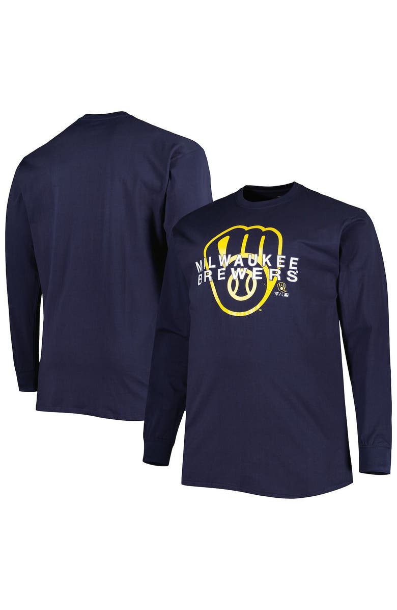 PROFILE Men's Navy Milwaukee Brewers Big & Tall Long Sleeve T-Shirt, Main, color, 