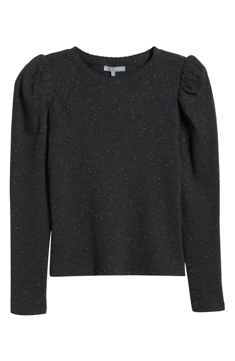 Wit & Wisdom Puff Shoulder Long Sleeve Thermal Top, Alternate, color, Black Multi
