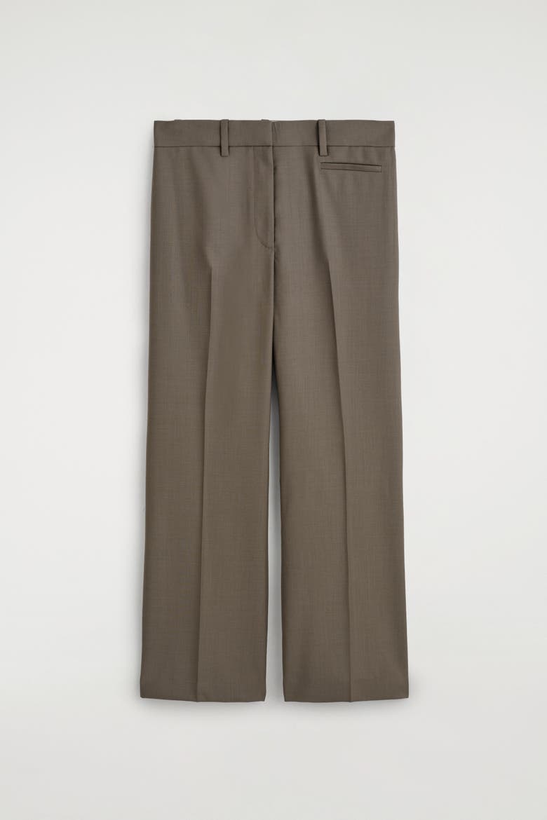 Tailored Wool-twill Bootcut Trousers, Alternate, color, TAUPE