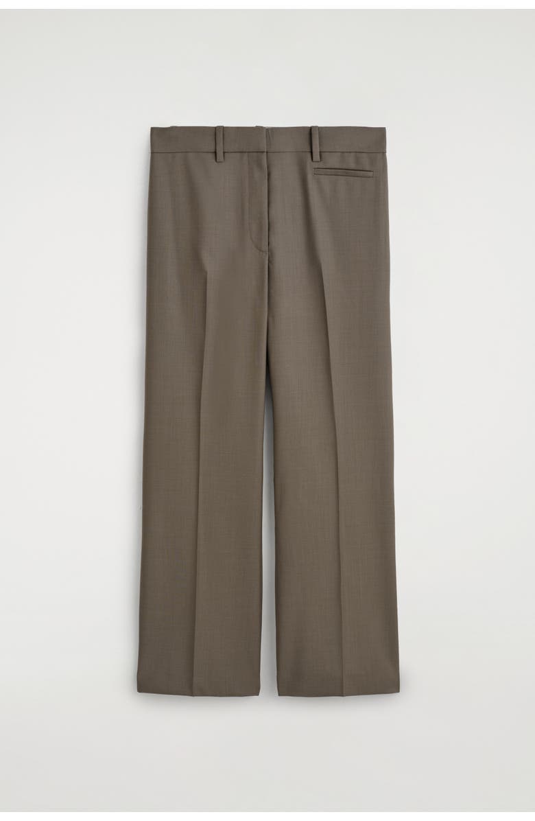 COS Tailored Wool-twill Bootcut Trousers, Alternate, color, Taupe