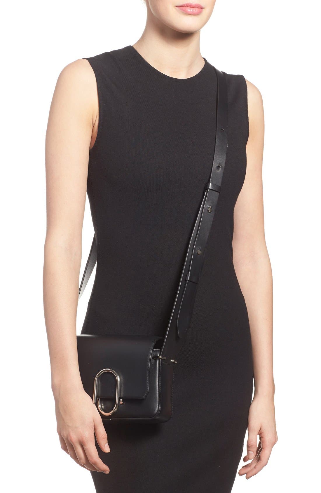 'Mini Alix' Leather Shoulder Bag, Alternate, color, BLACK