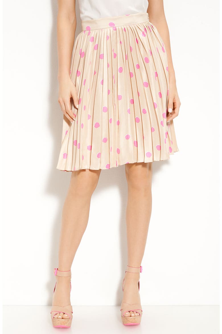 'melody' print silk skirt, Main, color, PERFECT BEIGE/ PINK
