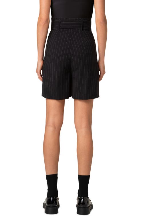 Akris Punto Fiorellina Pinstripe Belted Bermuda Shorts In Black