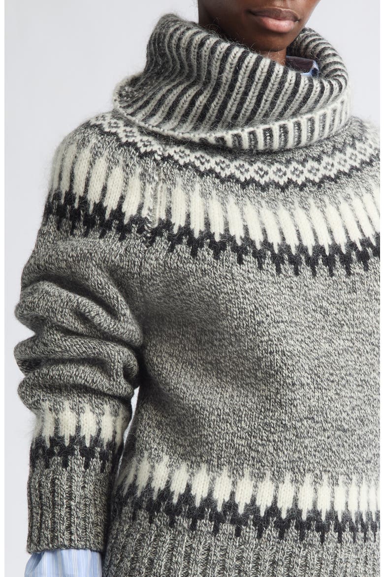 Fair Isle Turtleneck Wool Blend Sweater, Alternate, color, GREY MULTI