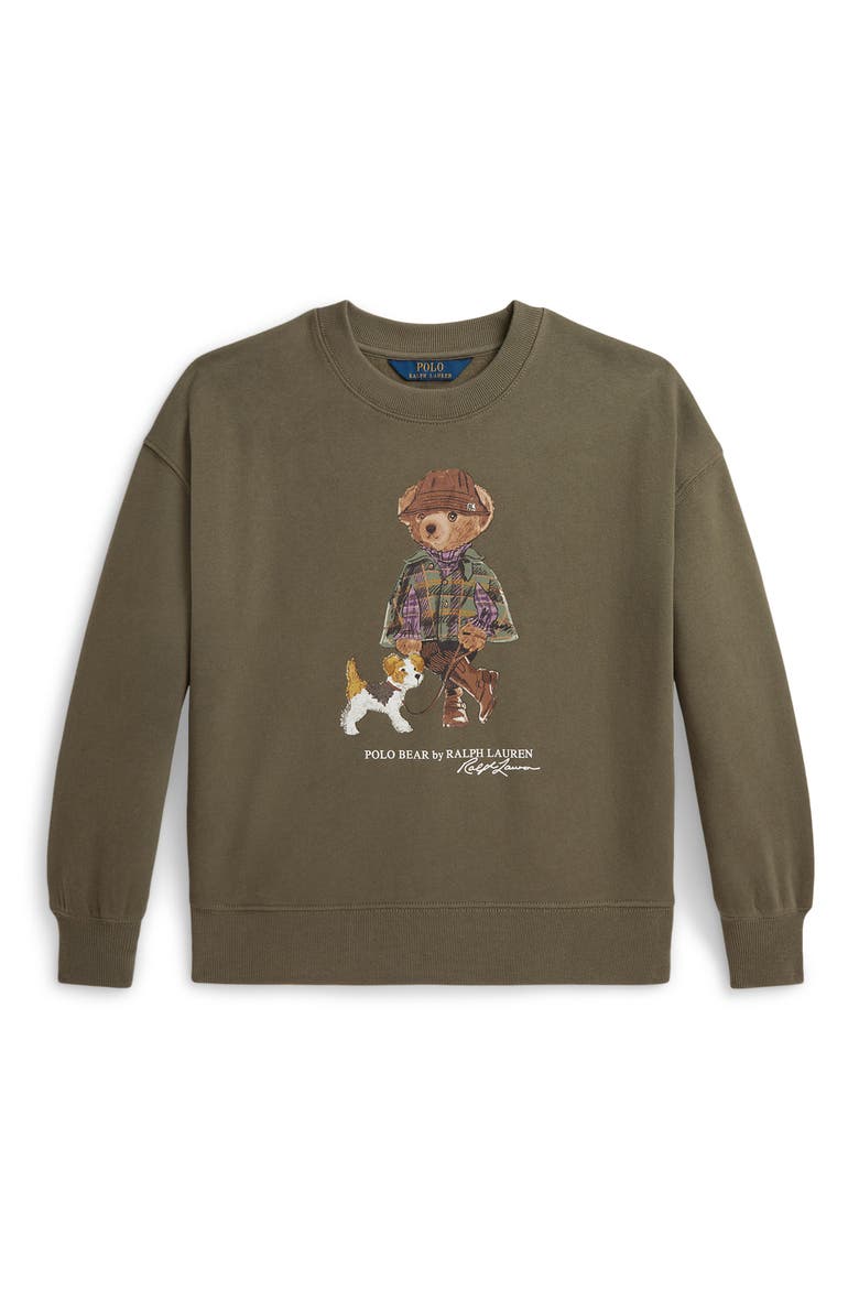 Kids' Polo Bear Graphic Fleece Sweatshirt, Main, color, GREEN