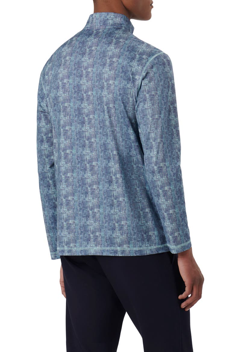 Anthony OoohCotton® Abstract Print Quarter Zip Pullover, Alternate, color, AQUA