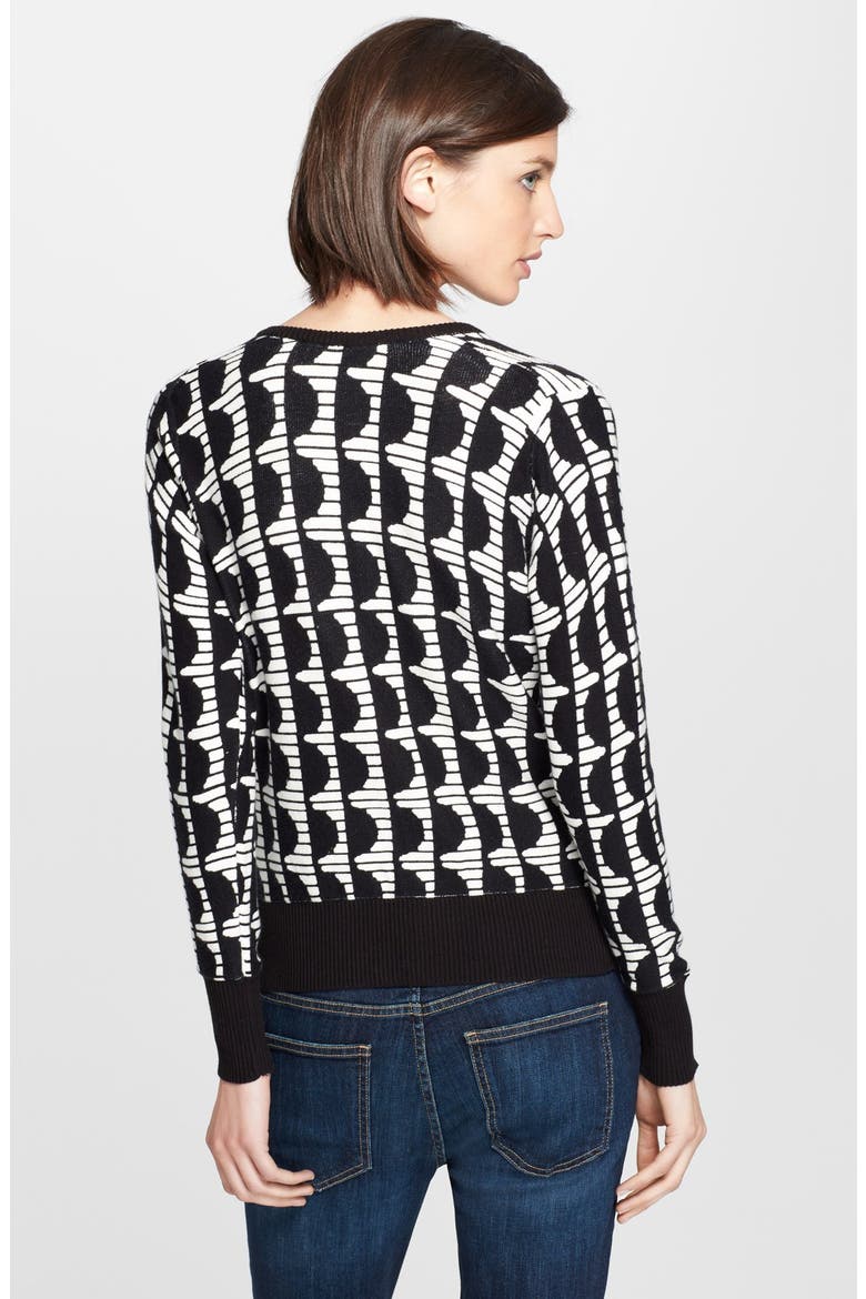 Graphic Stripe Cardigan, Alternate, color, BLACK IVORY