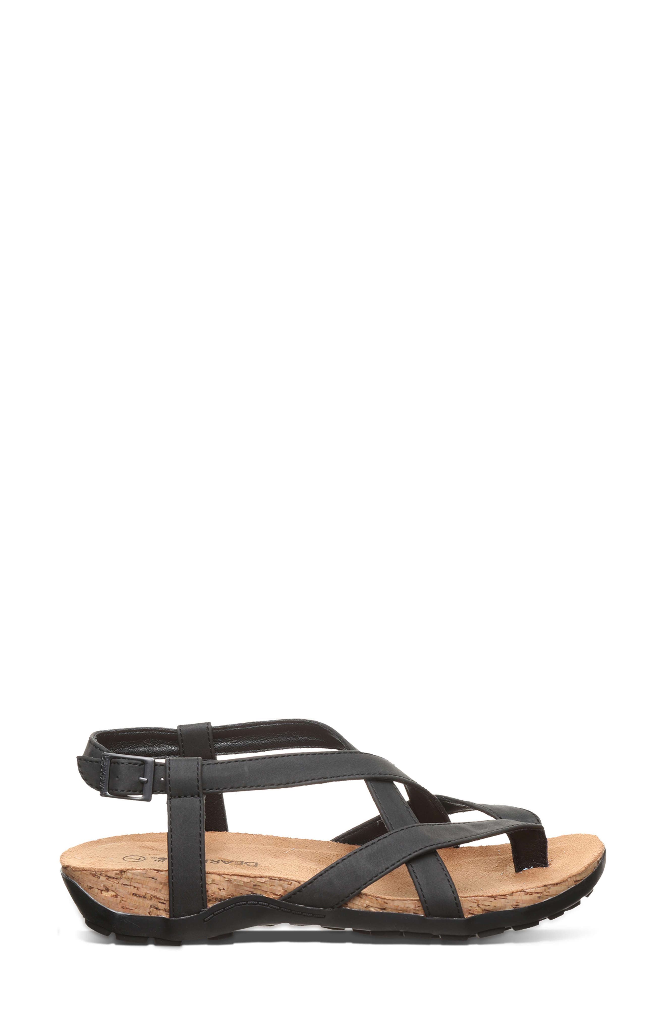 BEARPAW <p>Casita Faux Leather Sandal (Women)</p>, Alternate, color, Black