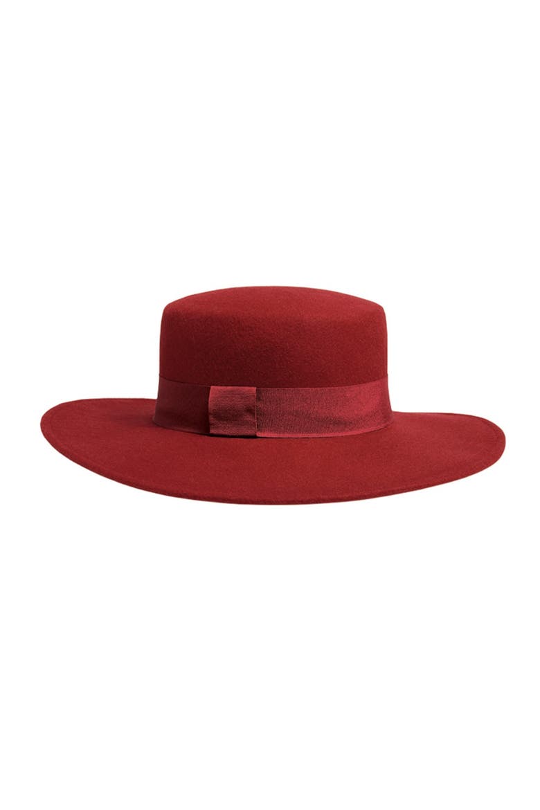 Flat Brim Wool Hat, Alternate, color, BLACK