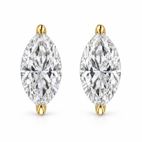 14k Gold 1.0 Cttw Lab Grown Marquise Diamond Solitaire Stud Earrings