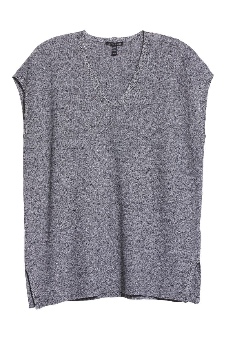 V-Neck Slub Tunic, Alternate, color, BLACK/ WHITE