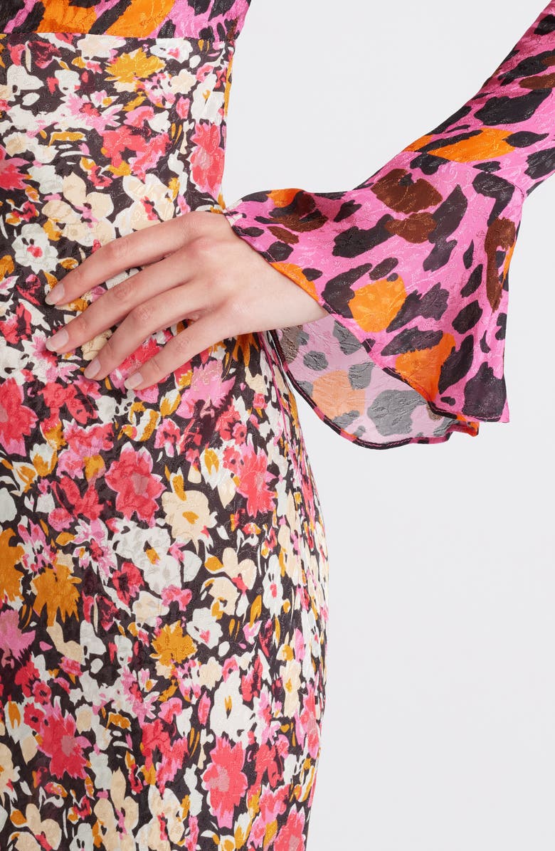 Saylor Delphine Abstract Print Satin Dress, Alternate, color,