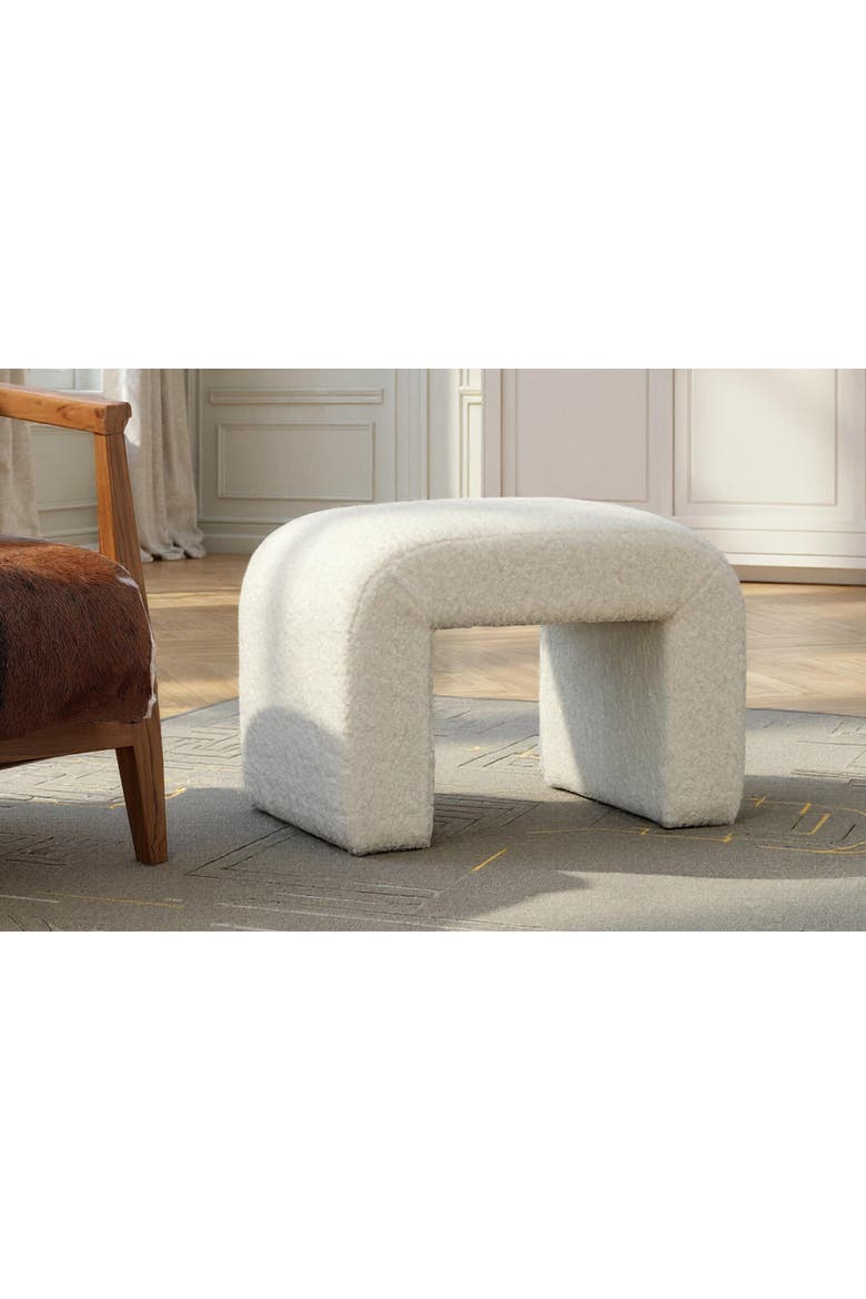 Knox Faux Sheepskin Accent Bench, Alternate, color, Ivory