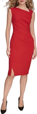 Donna Karan New York Asymmetric Stretch Crepe Sheath Cocktail Dress