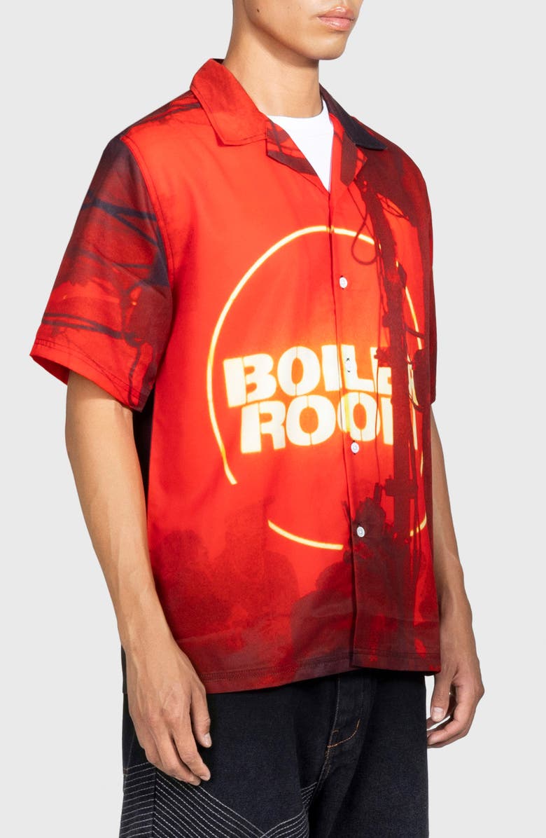 PLEASURES x Boiler Room Oversize Camp Shirt, Alternate, color, Red