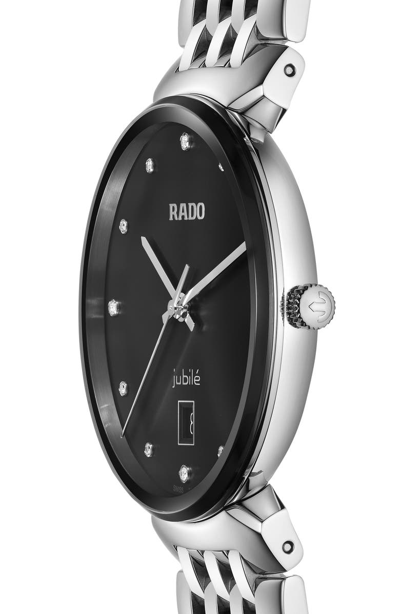 RADO Florence Diamond Bracelet Watch, 38mm, Alternate, color, Black