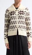 Moncler Fair Isle Wool Blend Zip Cardigan