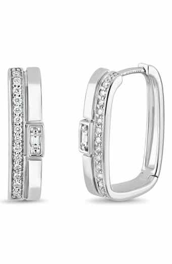 Kiera 18k Gold Diamond Rectangle Hoop Earrings