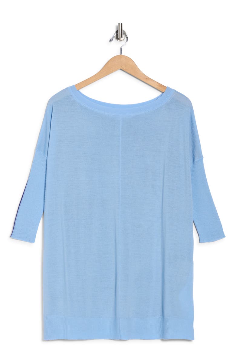 Diane von Furstenberg Diane Wool Tunic Sweater, Main, color, Misty Blue/ Classic Navy