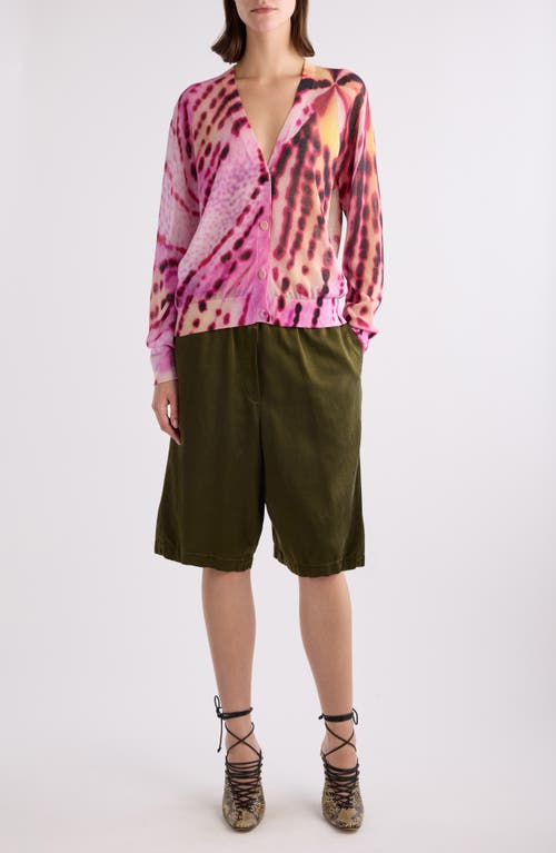 Dries Van Noten Talita Printed Cotton-blend Cardigan In Pink